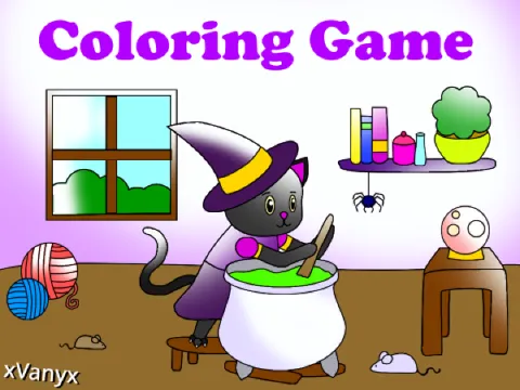 Cat Witch Coloring Game